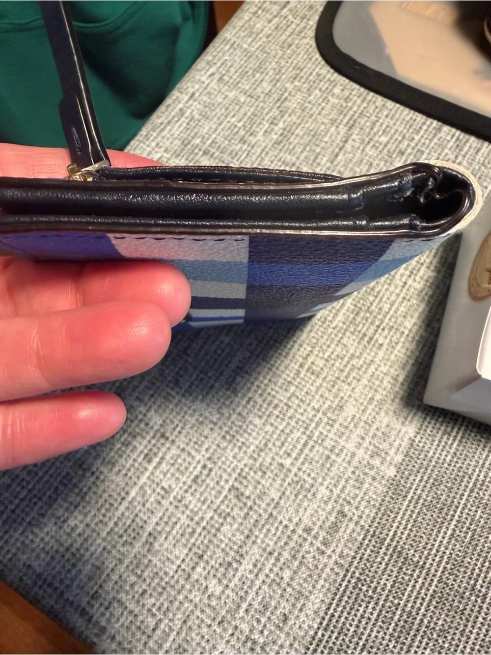 kate spade Blue Multi Gingham Zip Card Holder